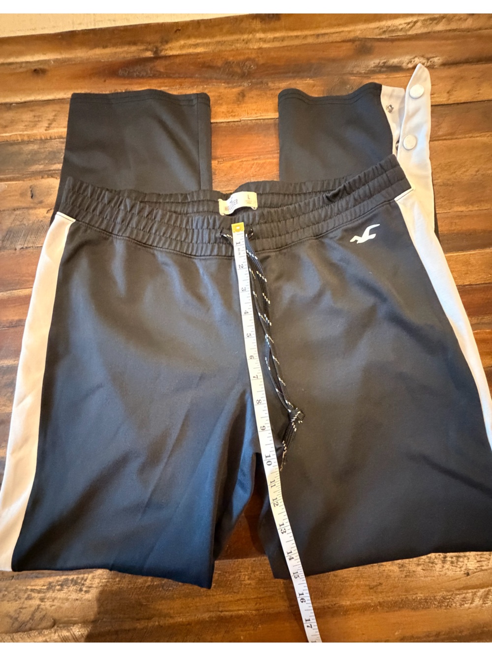 Hollister Black Joggers with White Side Stripes